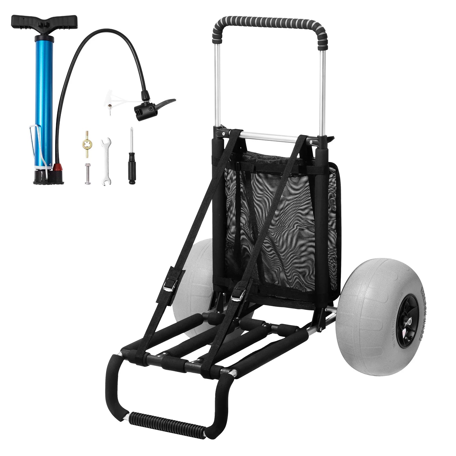 Beach Dolly Cart with Balloon Wheels 165LB Foldable Sand Wagon