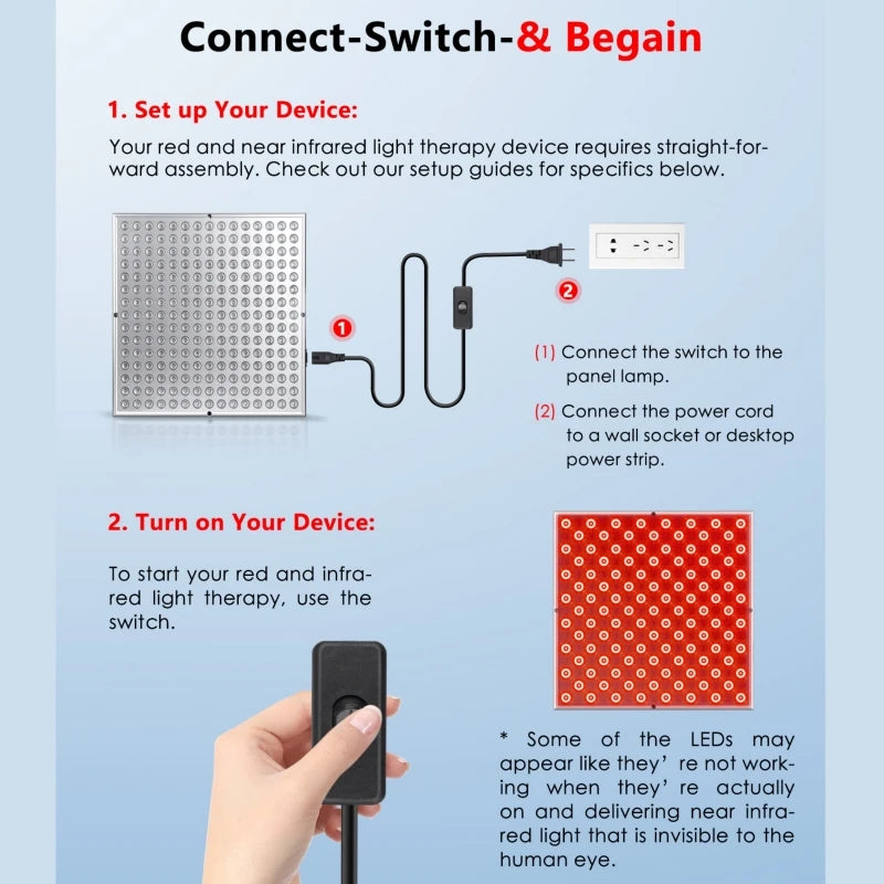 Yüz için LED Kırmızı Işık Terapi Panel Lambası Anti-Aging Cilt Bakımı Güzellik 225 LED Işık Vücut Ağrı Giderici Fiziksel Terapi Araçları