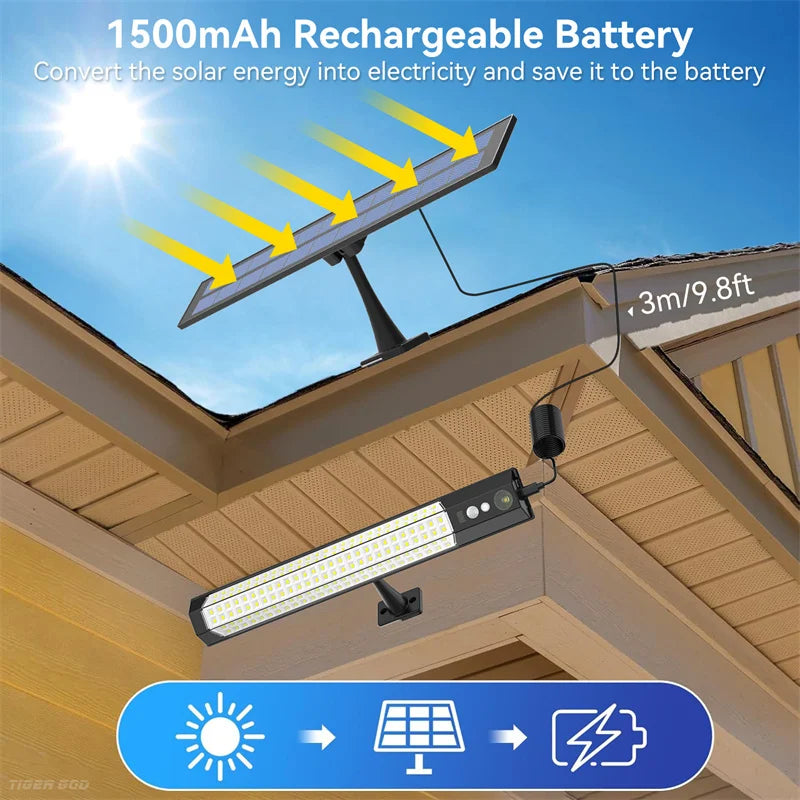 Éclairage solaire à 158 LED avec télécommande
