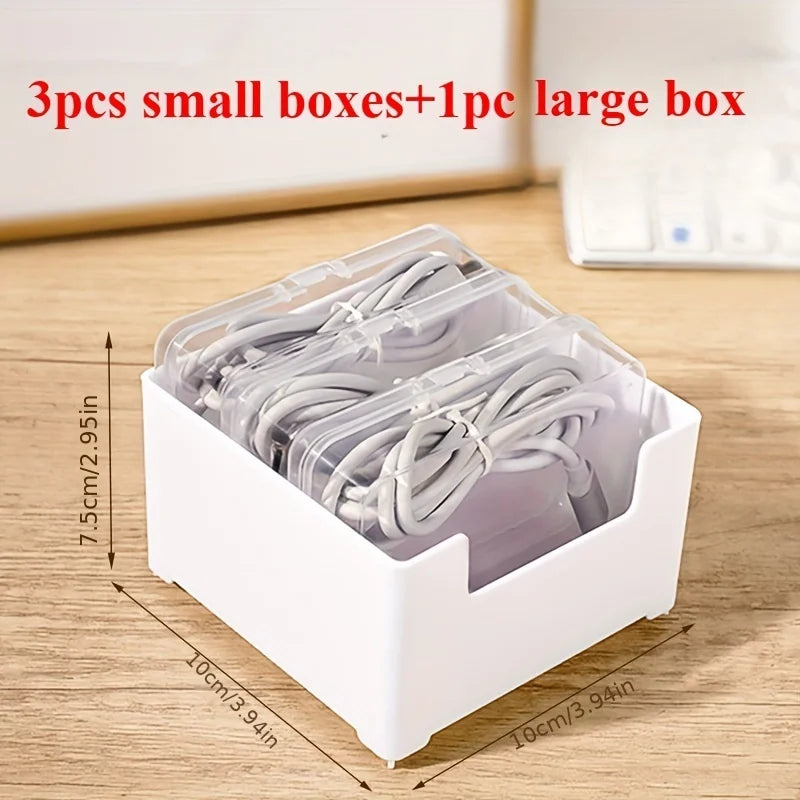 Desktop Cable and Accessory Organizer Boxes