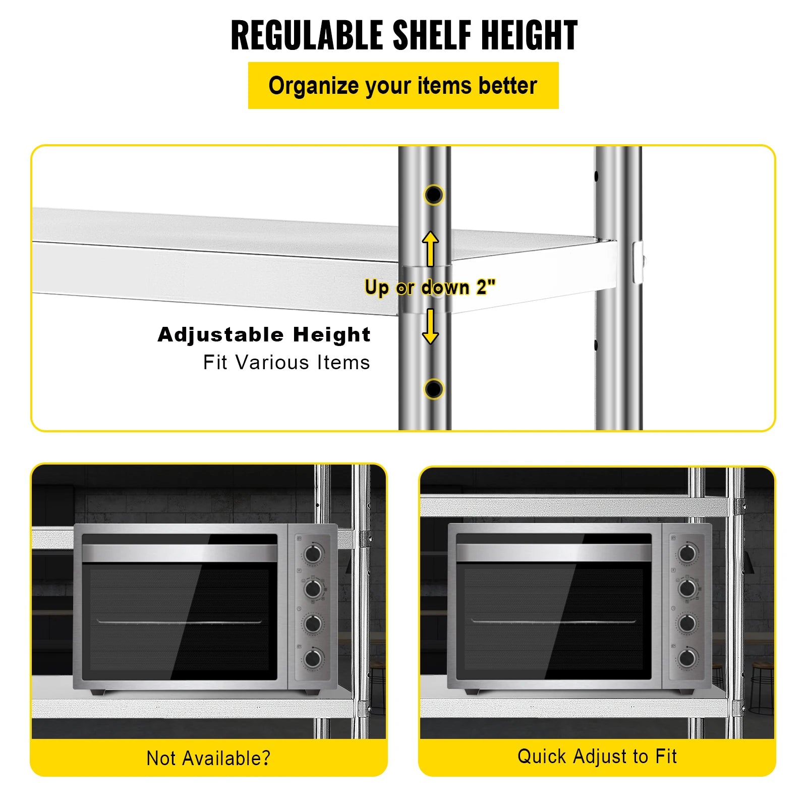 4-Tier Stainless Steel Storage Rack for Kitchen, Garage & Warehouse