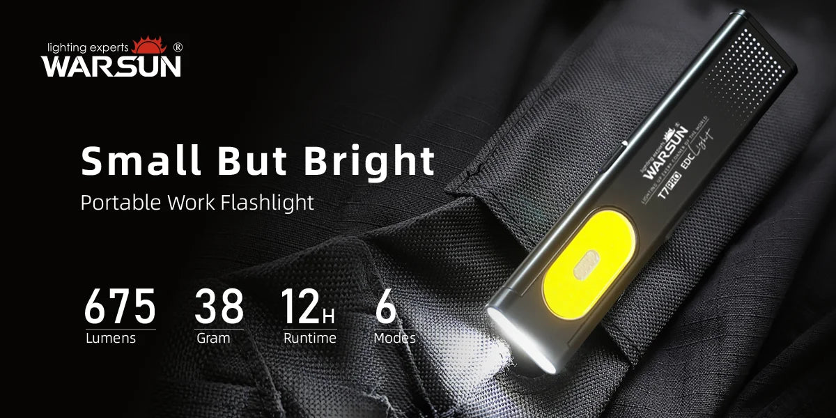 Warsun LED Keychain Flashlight USB-C Rechargeable 600Lm Portable Mini Torch Light Pocket Lantern Flood Work Light With Magnet