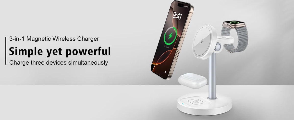 Three-in-One Magnetic Wireless Charging Stand