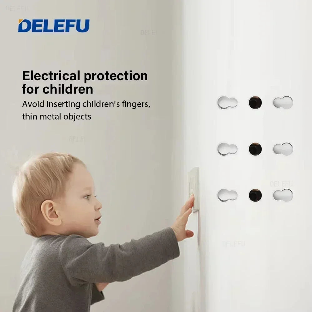 DELEFU White Tempered Glass Italy USB TypeC Fast Charging Wall Socket Schuko Tuya Wifi Smart Switch Sat TV Tel Doorbell Chile