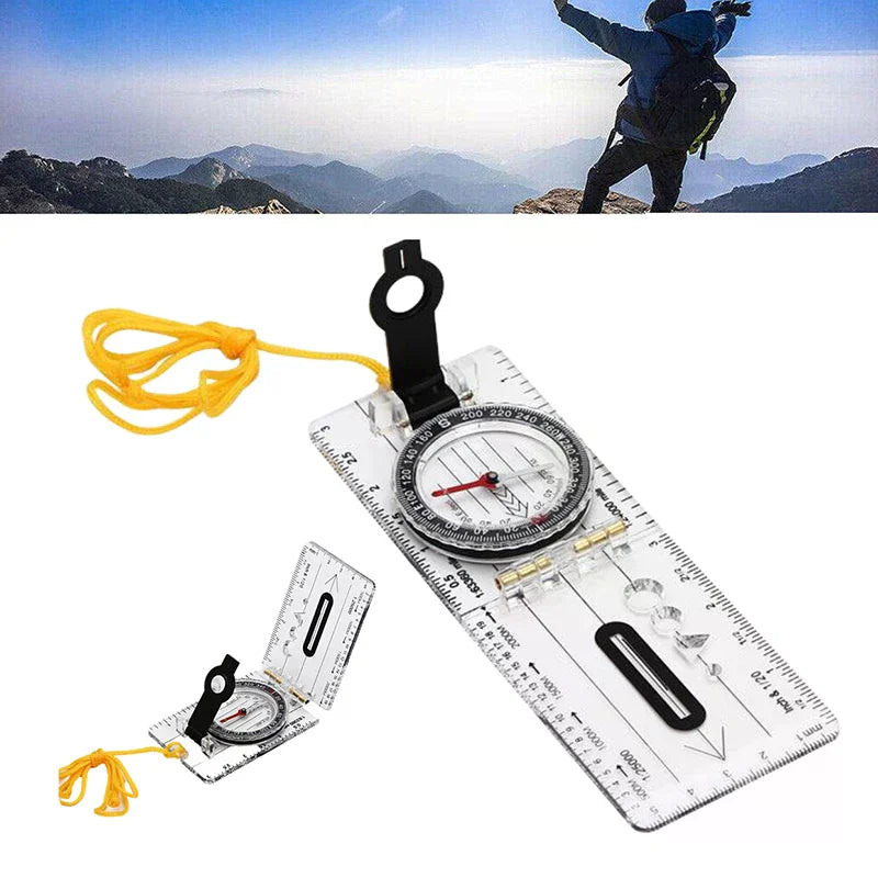 Folding Map Compass with Ruler, Magnifier and Lanyard