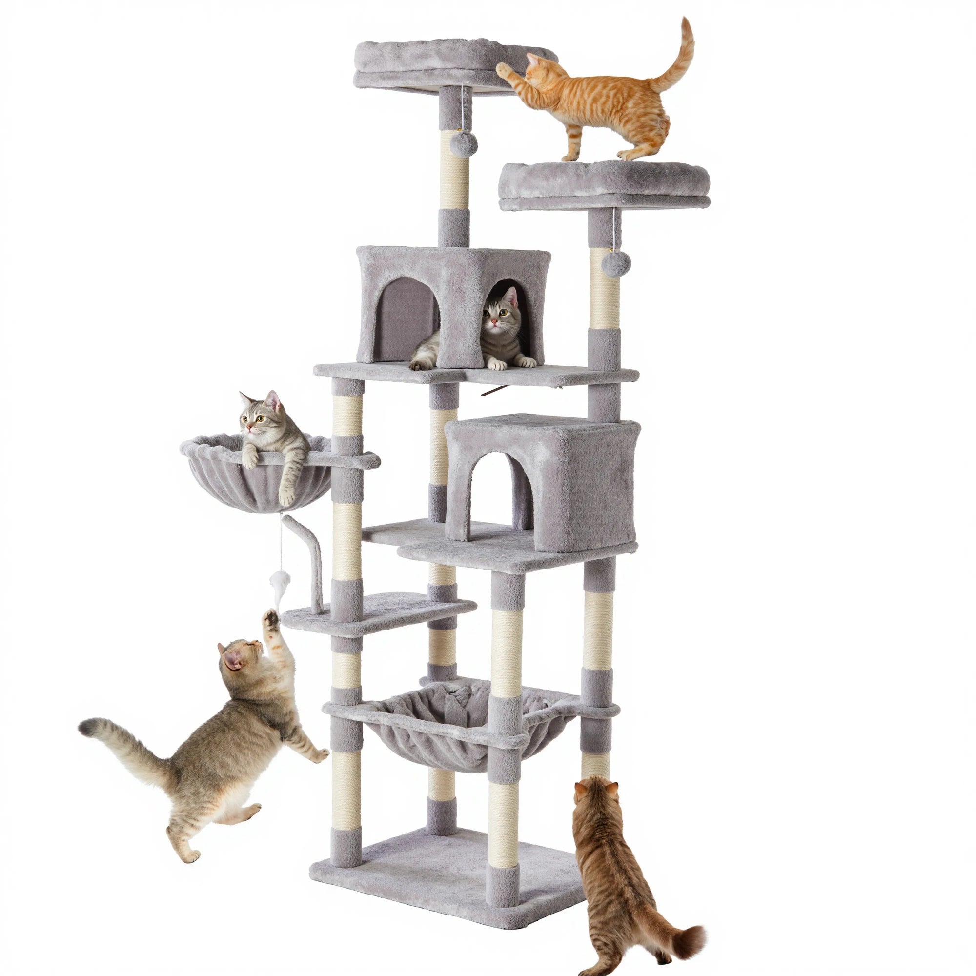 71" Multi-Level Cat Tree Tower with Condo, Hammock & Scratching Posts