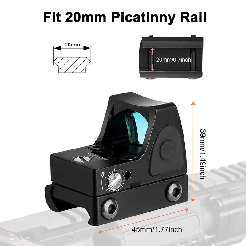 Mini MR Red Dot Sight Collimator Rifle Reflex Sight Scope fit 20mm Rail For Airsoft / Hunting Rifle