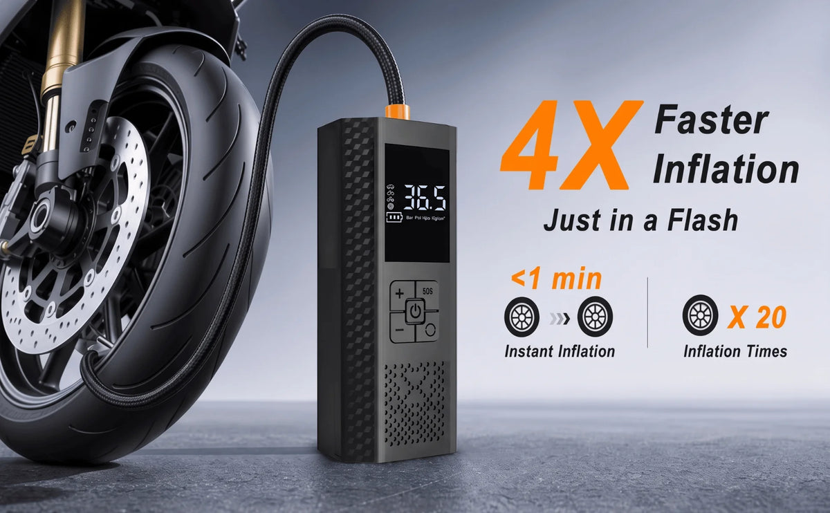 Portable Tire Inflator Tyre Pump 3000mAh 150PSI LCD Air Pump Auto Stop USB Rechargeable for Car Motorcycle Bike Scooter ATV Ball