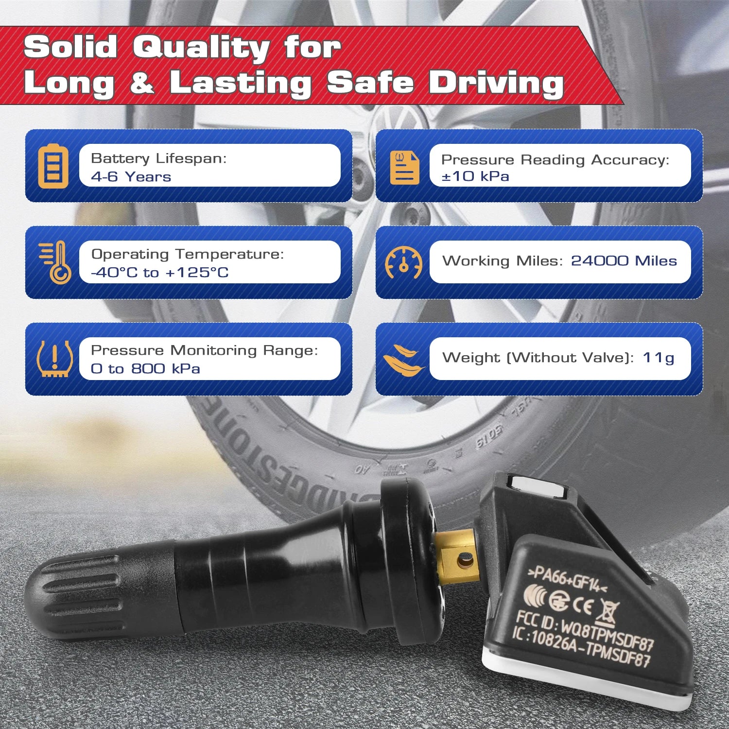 Autel MX-Sensor 2-i-1 TPMS 315MHz & 433MHz Tryk-Indsæt Erstatning