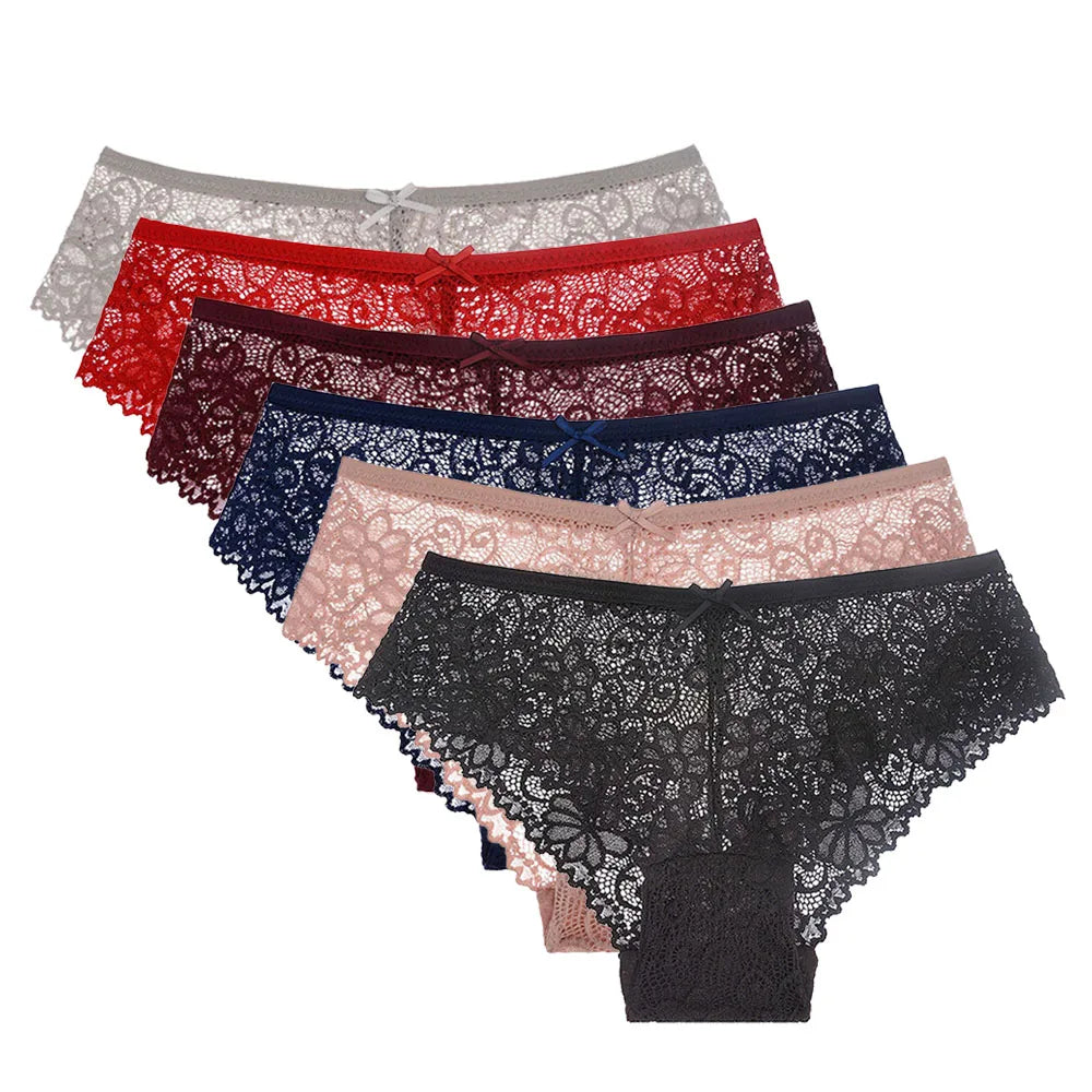 5 PCS/Set Mesh Briefs M-2XL Lace Panties Sexy Transparent Underwear Low Rise Panties Girls Intimates Lingeri