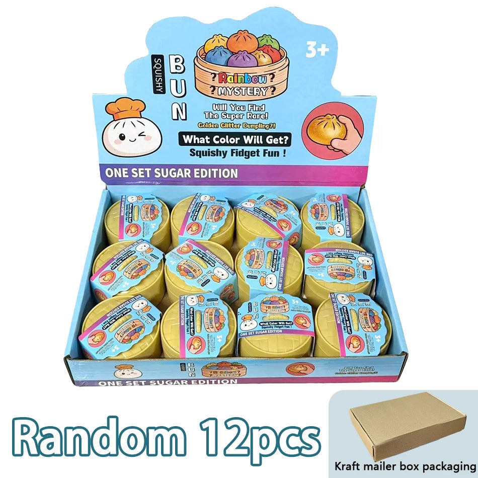 Glitter Dumpling Squishy Stress Relief TPR Dough Ball, 5-5.5cm