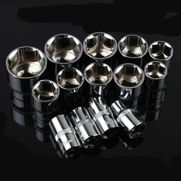 12-Piece Metric Socket Set, 4–13 mm with Ratchet & Extension
