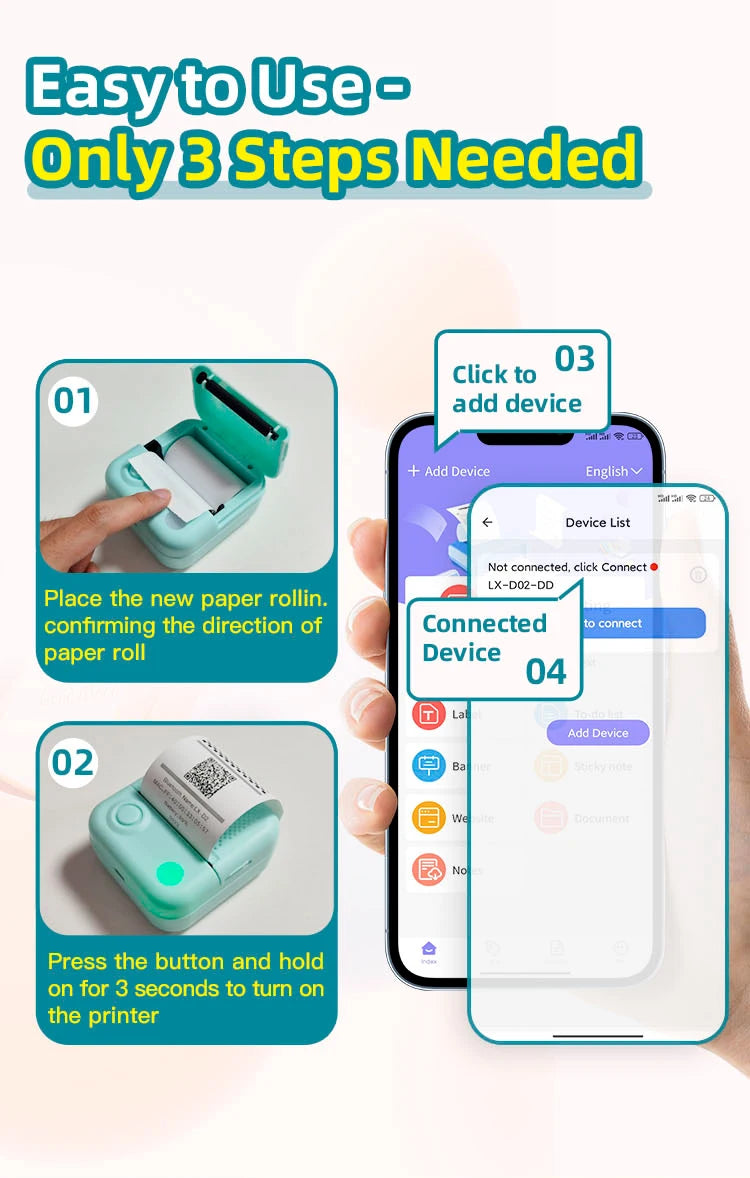 Thermal Laber Printer MINI Wirelessly BT 203dpi Photo Label Memo Wrong Question Printing With USB Cable Imprimante Portable