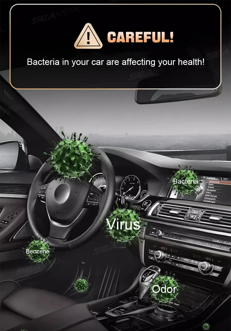 SEAMETAL Eco-Friendly Car Air Freshener Solar Automatic Rotation Essential Oil Diffuser Dashboard Fragrance Cologne/Lemon Scent