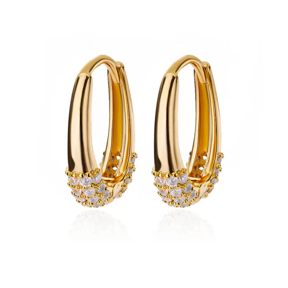 Shiny Zircon Circle Square Hoop Earrings for Women
