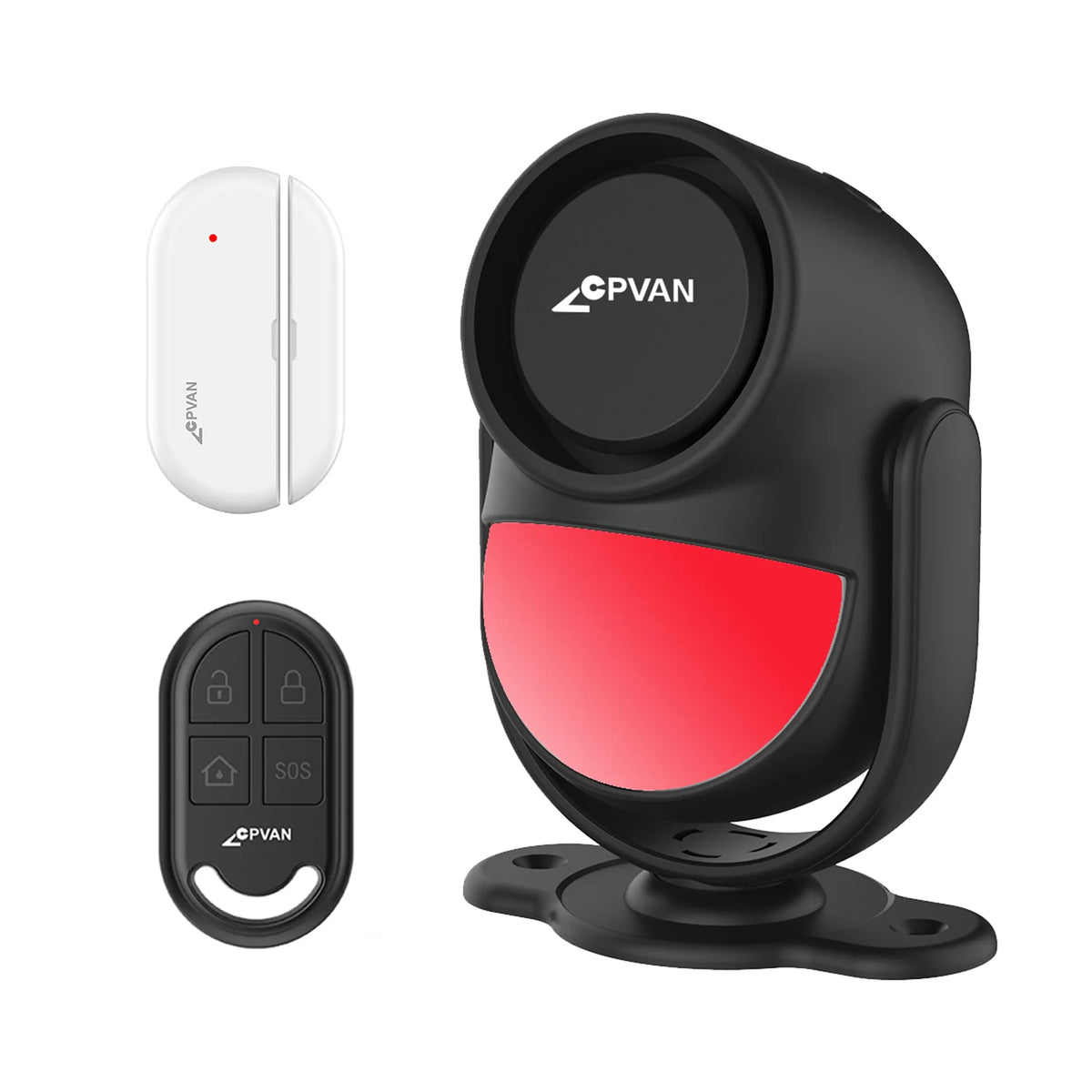 11|CPVAN Detector de movimiento infrarrojo inalámbrico con sensor de puerta/Control remoto para seguridad de RV Sistema de alarma PIR