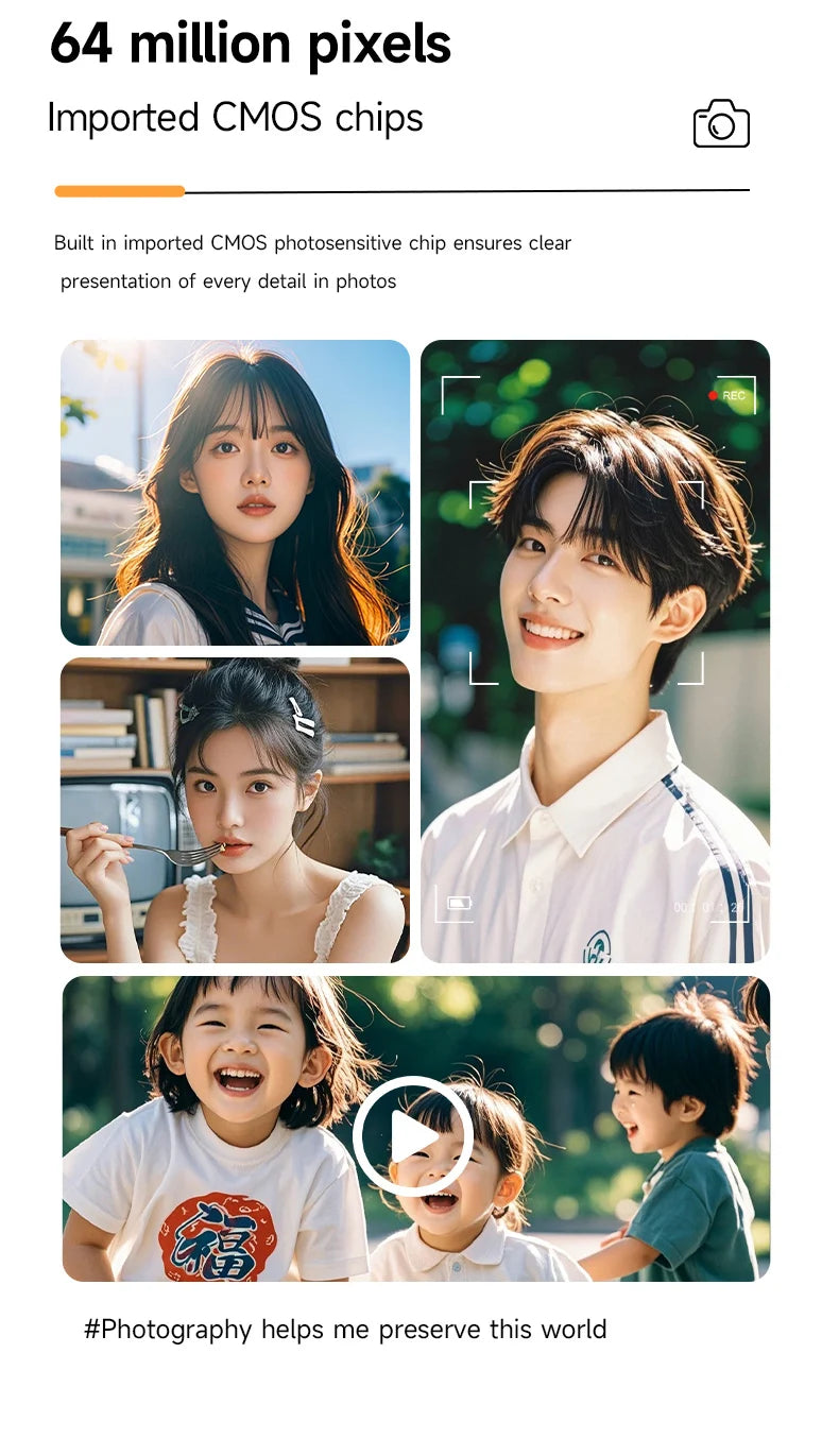 4K 64MP Retro kompaktný digitálny fotoaparát s 18-násobným priblížením