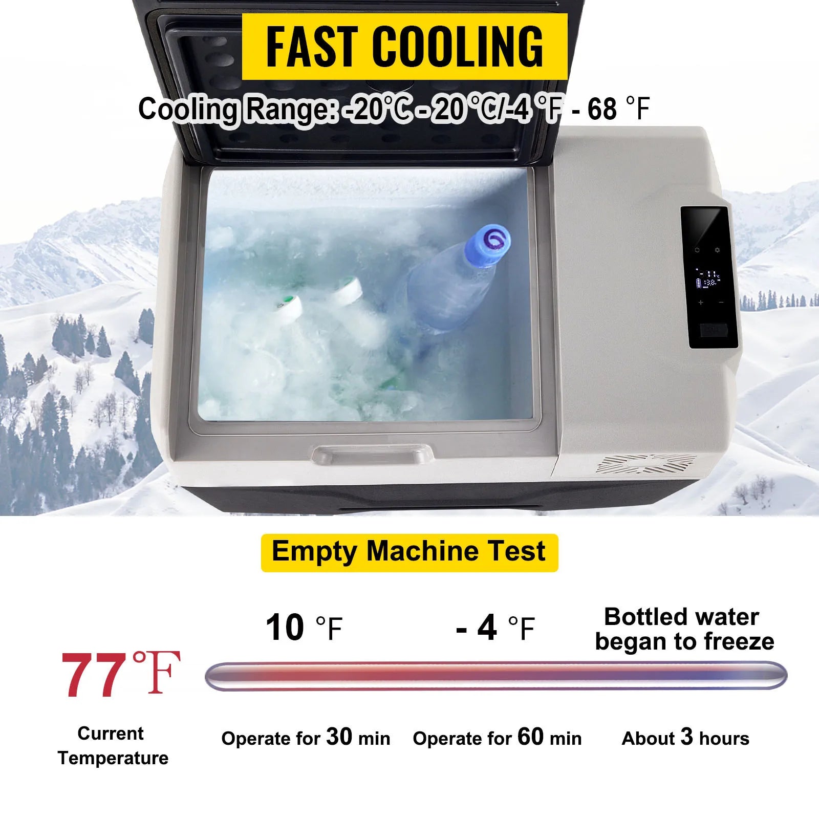 Portable 12V Car Refrigerator Freezer with Fast Cooling -20℃ to 50℉