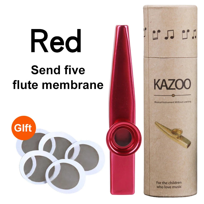 Kovové kazoo s piatimi náhradnými membránami