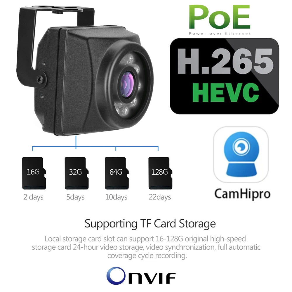 Μικρή Εξωτερική Μίνι IR IP POE Κάμερα με Νυχτερινή Όραση και Ήχο