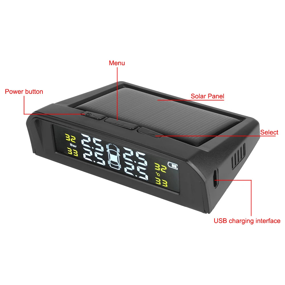 Solar TPMS Tire Pressure Monitoring System with External Sensors