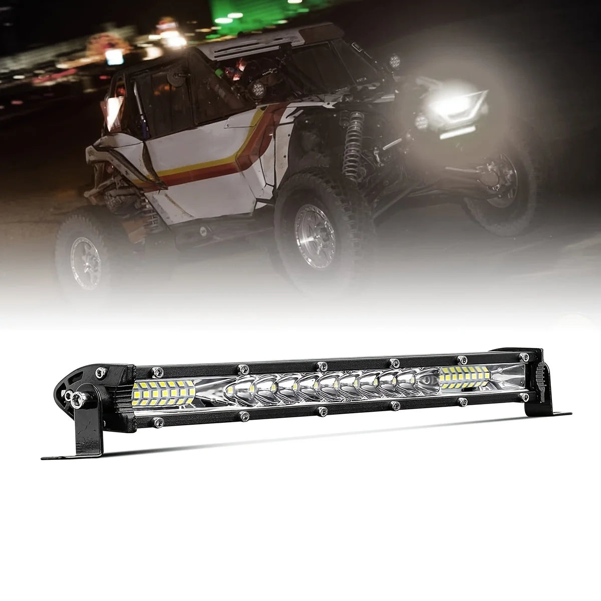 10" 20" inch LED Light Bar Off Road White Yellow Spot FLood Beam LED Work Light Bar for Car Atv Truck Suv Utv Driving Fog Light