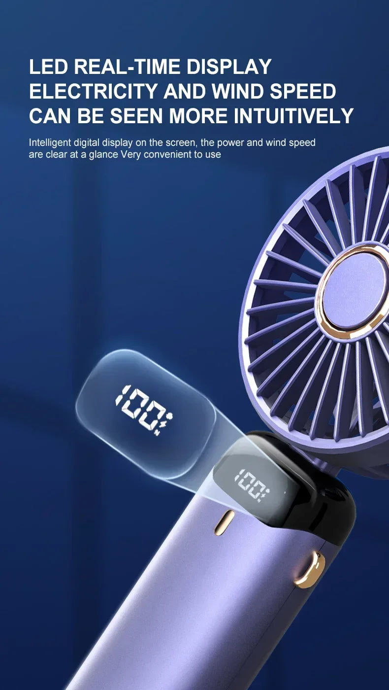 Foldable 5-Speed Handheld Mini Fan with LED Display
