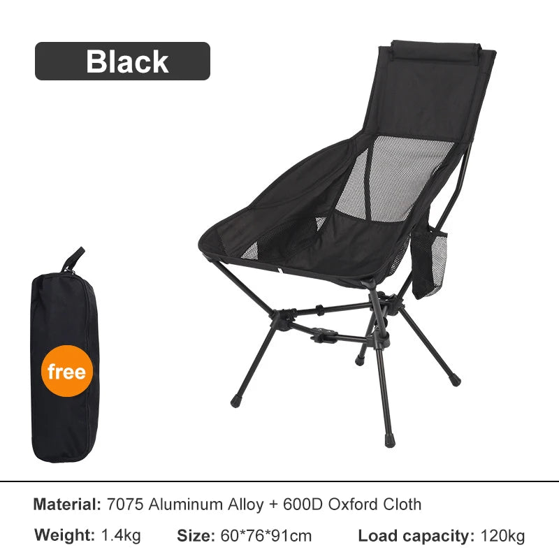 Portable Camping Chair with Headrest, 330 lb Folding Seat