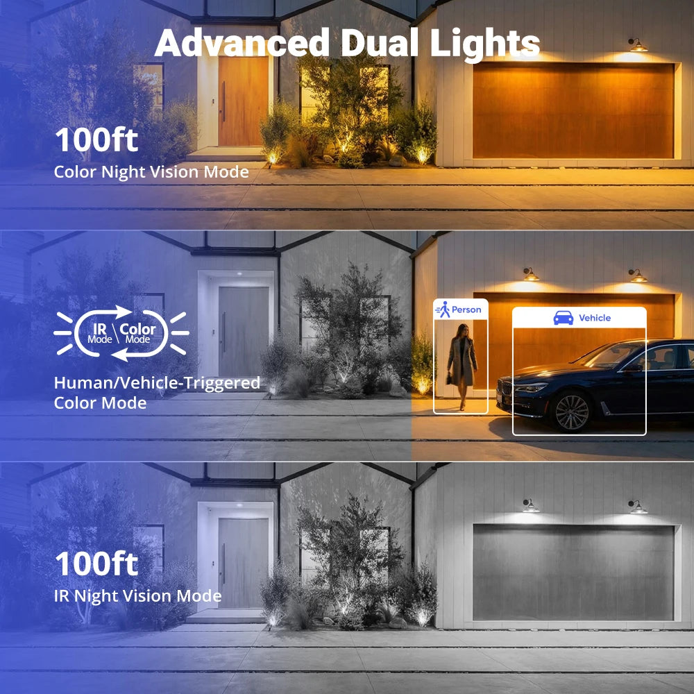 3K 5MP Outdoor IP Camera with Color Night Vision, Wide Angle, PoE, Two-Way Audio
