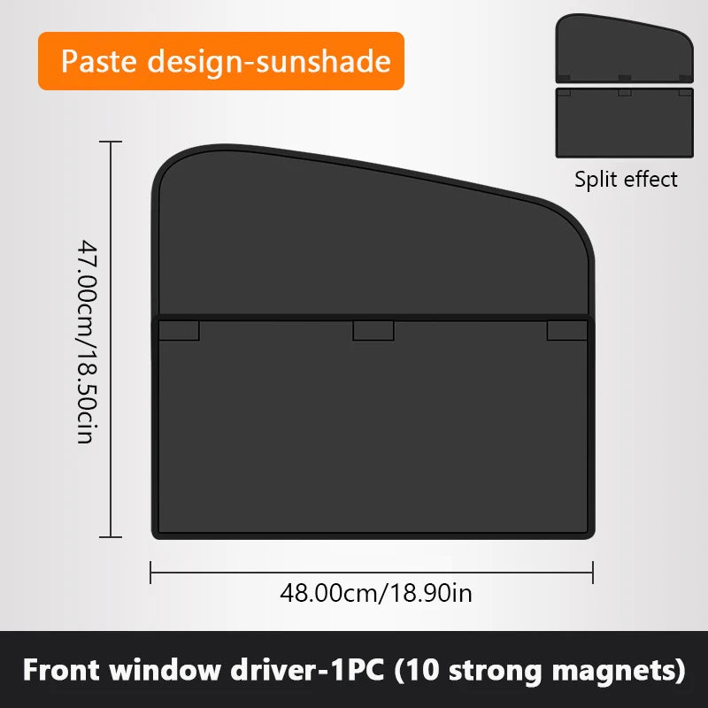 SEAMETAL 2-Section Sun Shade for Car Side Window Magnetic Curtains Sun Protection Sunshade for Children Anti-Glare UV-Blocking