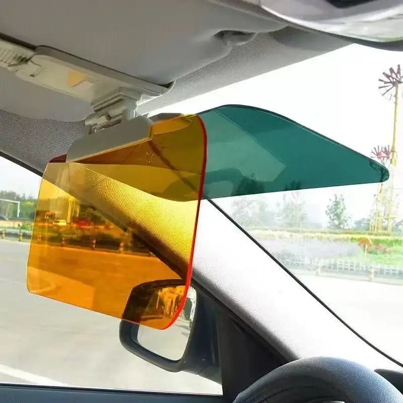 Clip-On Car Sun Visor Extension with Grey & Yellow Panels