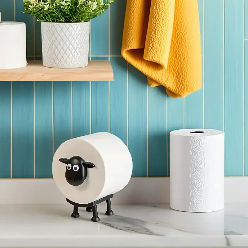 1/3PCS Sheep Toilet Roll Holder Funny Toilet Paper Holder Free Standing Bathroom Set Black Sheep Roll Rack Cute Bathroom Decor