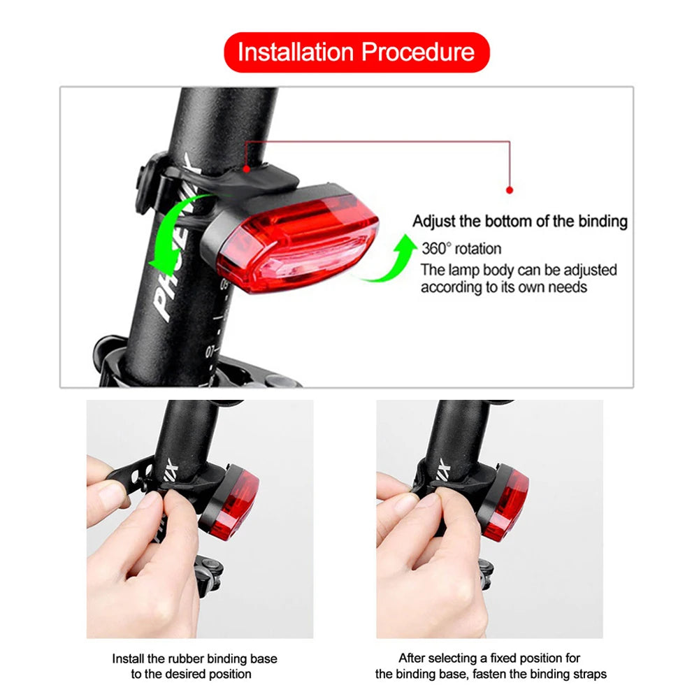 Bicycle Taillight MTB Red Bike Rear Light USB Rechargeable LED Cycling Bike Warning Light Mountain Bicycle Lamp