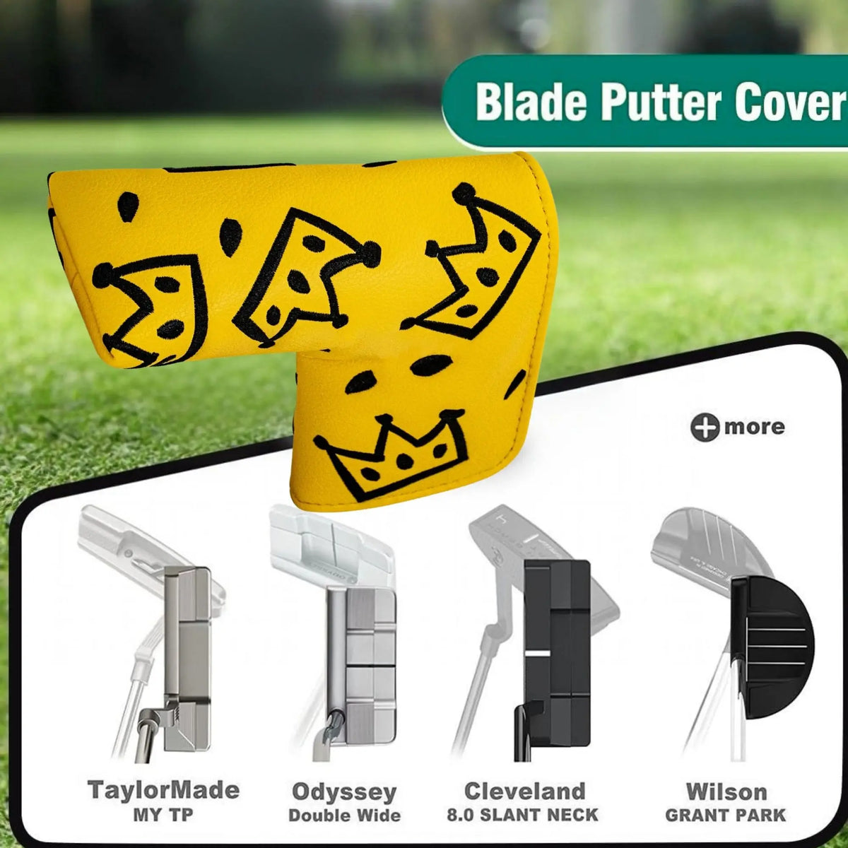 Golfputterbetræk med kronemønster - førsteklasses hovedbetræk til bladputter med blødt for, fantastisk fars dags-gave til golfelskere