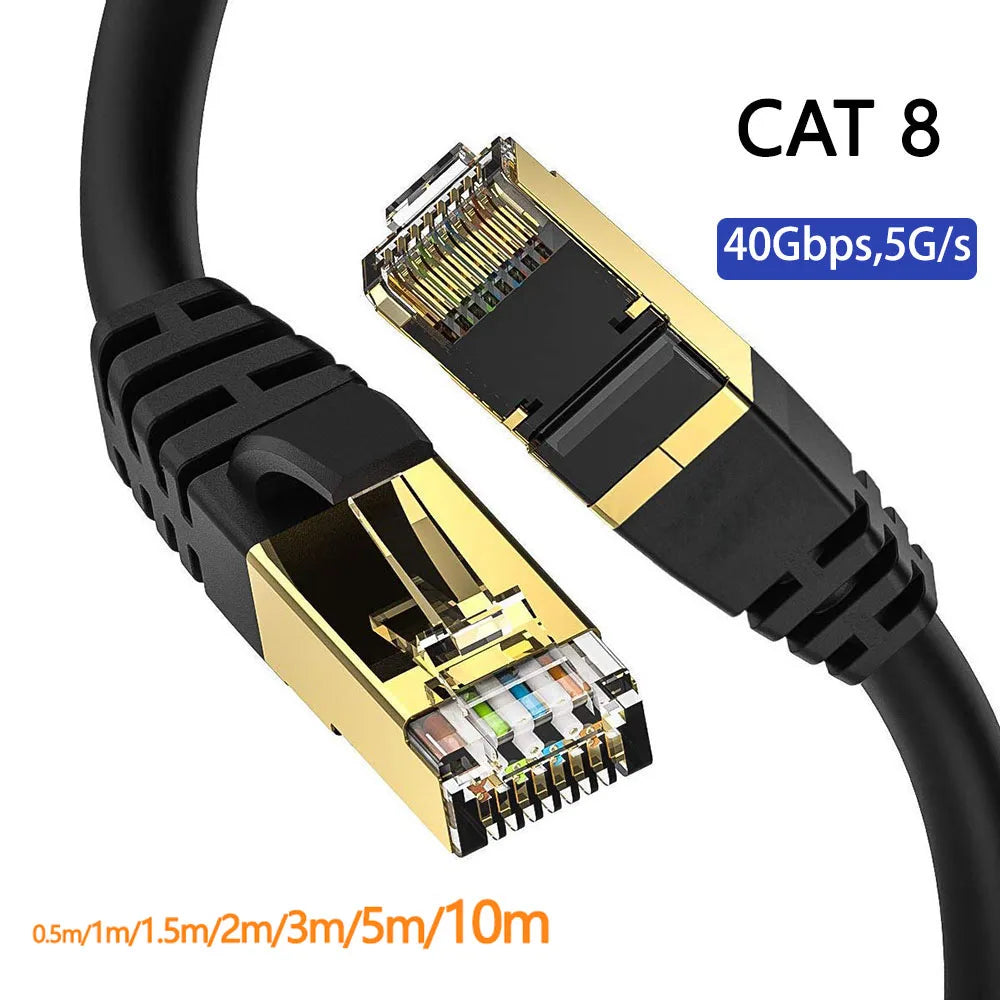 Cat8 RJ45 Ethernet Cable - Flat or Round
