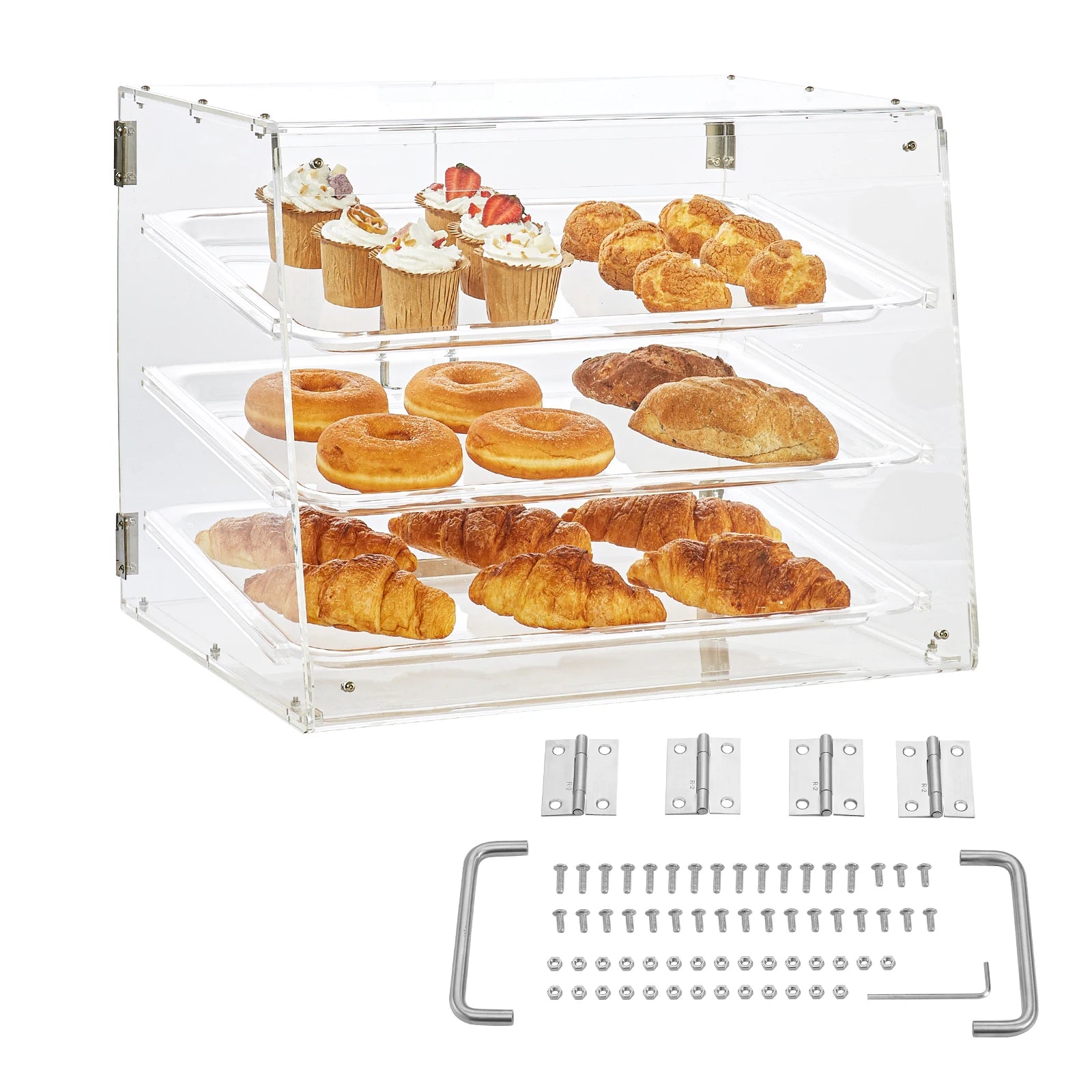 Kommerzielles Acryl-Backwarenauslage mit abnehmbaren Regalen