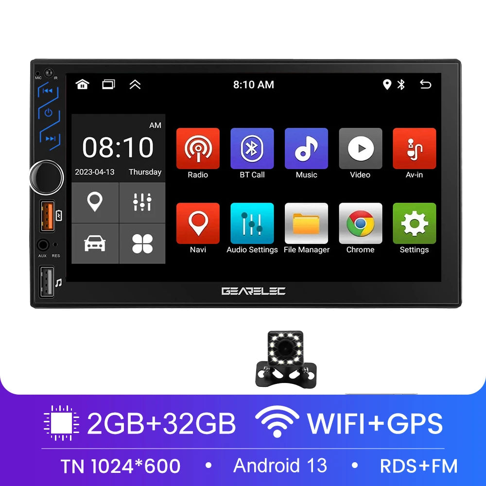 7 Inch Car Radio 2 Din Android 13 CarPlay Multimedia Player