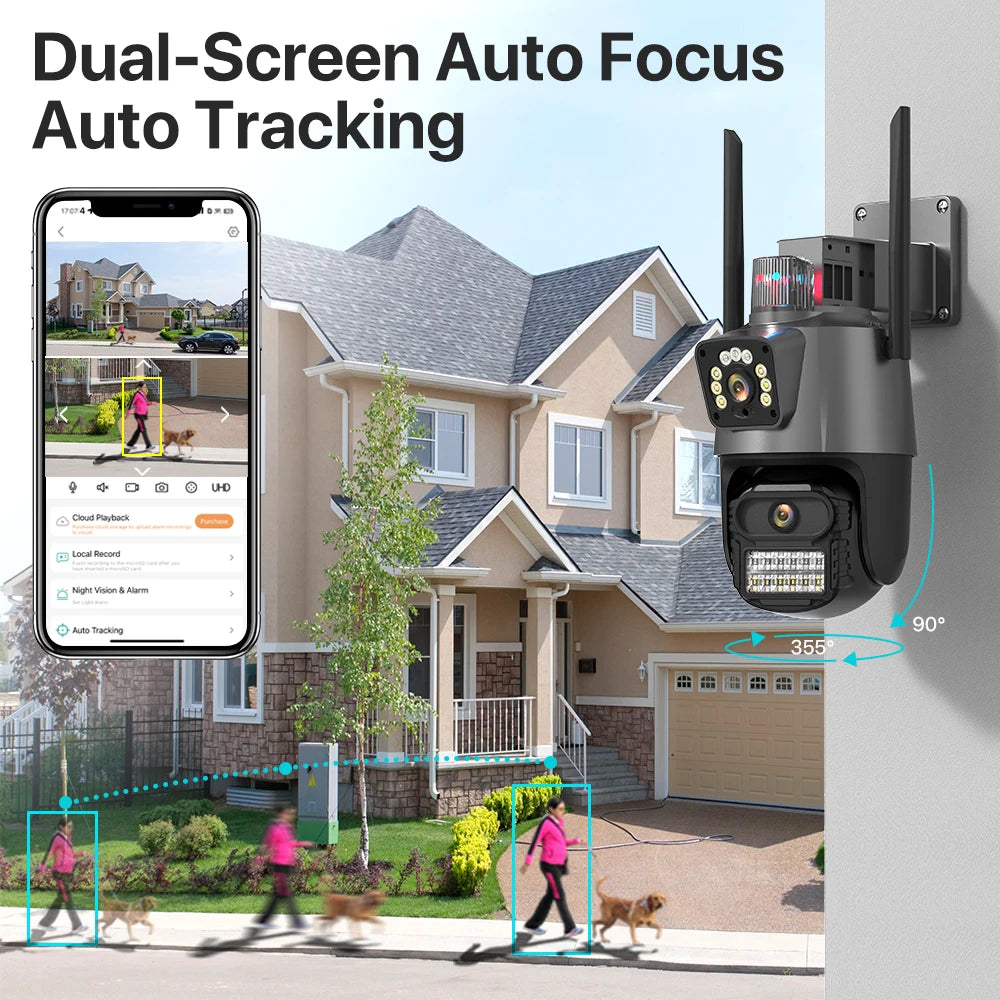Caméra panoramique et inclinable WiFi à double objectif