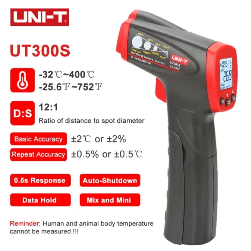 UT300S Infrared Thermometer, -32 to 400 °C, 12:1