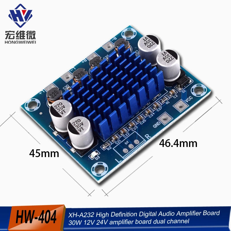 XH-A232 30W+30W 2.0 Channel Digital Stereo Audio Power Amplifier Board DC 8-26V 3A TPA3110 for Arduino