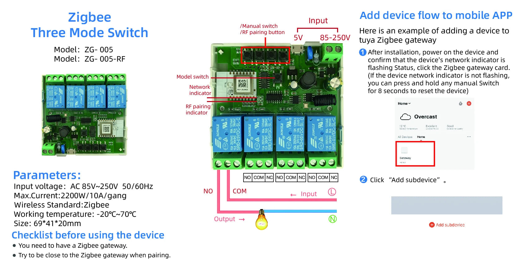 4CH Zigbee Tuya Smart Home Relay Module 85-250V Relay AC DC 7-32V 85-250V Works Alexa Google Assistant Smart Light Switch