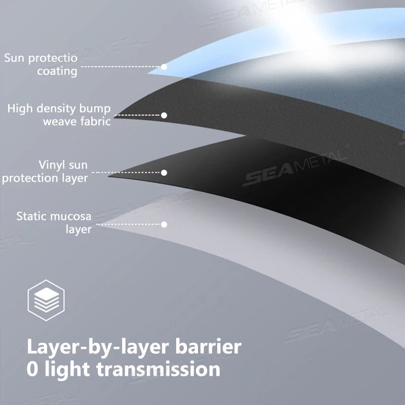 SEAMETAL Electrostatic Curtains for Car Side Window 4-Layer Sun Protection Cover Foldable Car Sun Shade 99.9% UV Ray Blocking