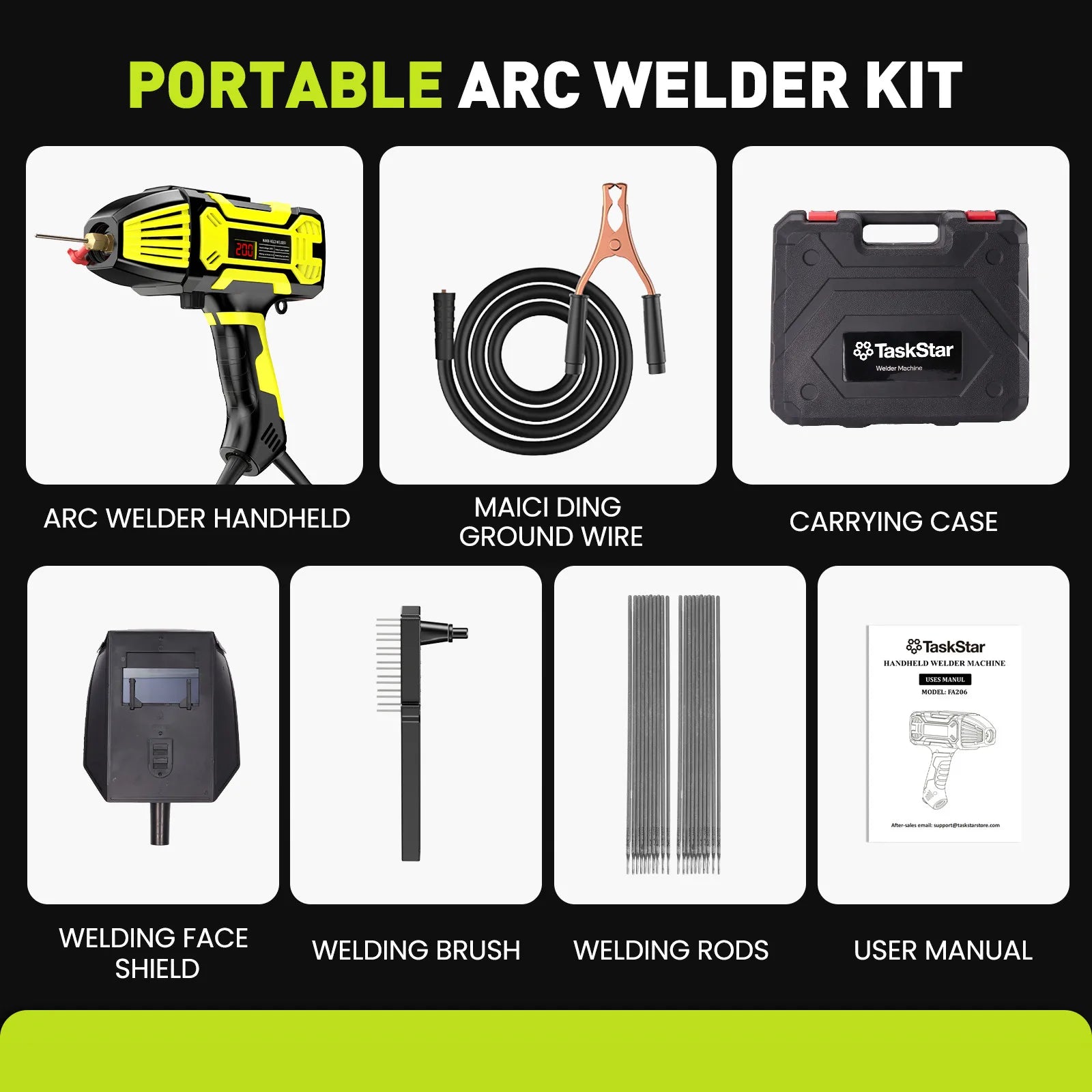 Portable Handheld Electric ARC Welder Kit 110V IGBT Inverter with Digital Display