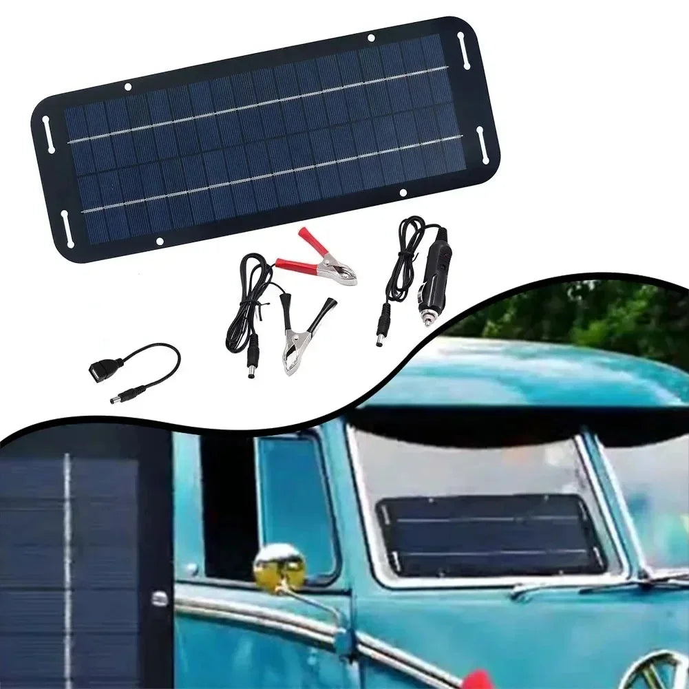 Cargador de panel solar monocristalino para batería, cargador de goteo/auxiliar de 12V, panel solar, controlador solar, cargador para coche, furgoneta, barco, kit