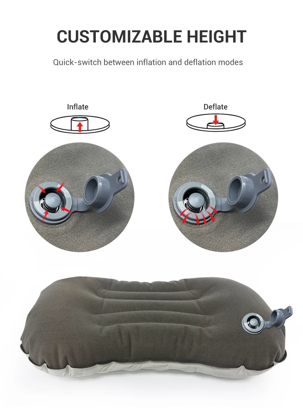 Camping Inflatable Pillow for Neck and Lumbar Support