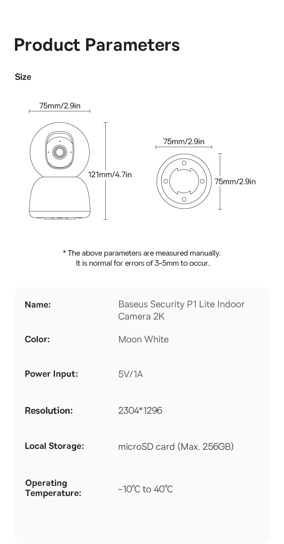 Baseus 3MP 2K Pan & Tilt Home Security Camera