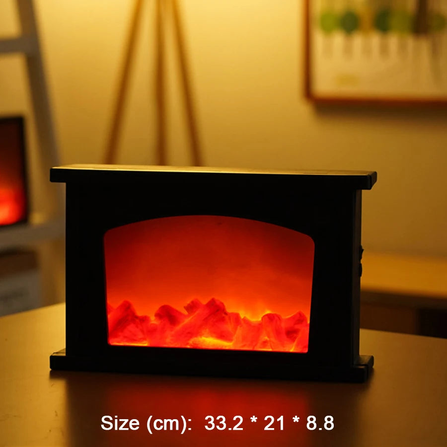 LED Flame Effect Night Light, Battery Powered Table Lamp