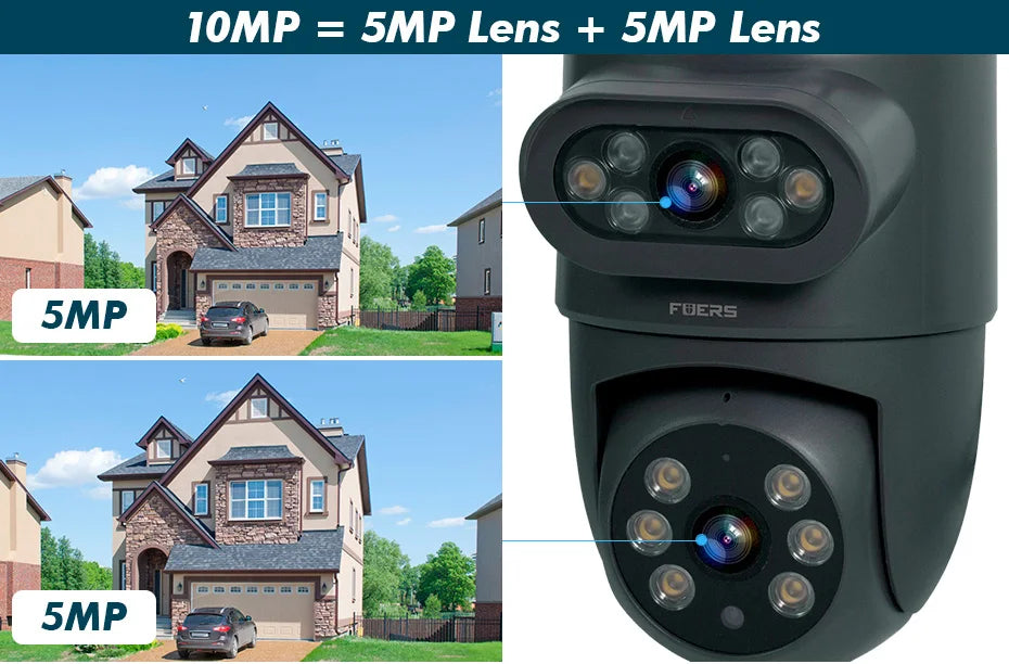 Dual Lens 10MP WiFi Security Camera with Auto Tracking & Night Vision