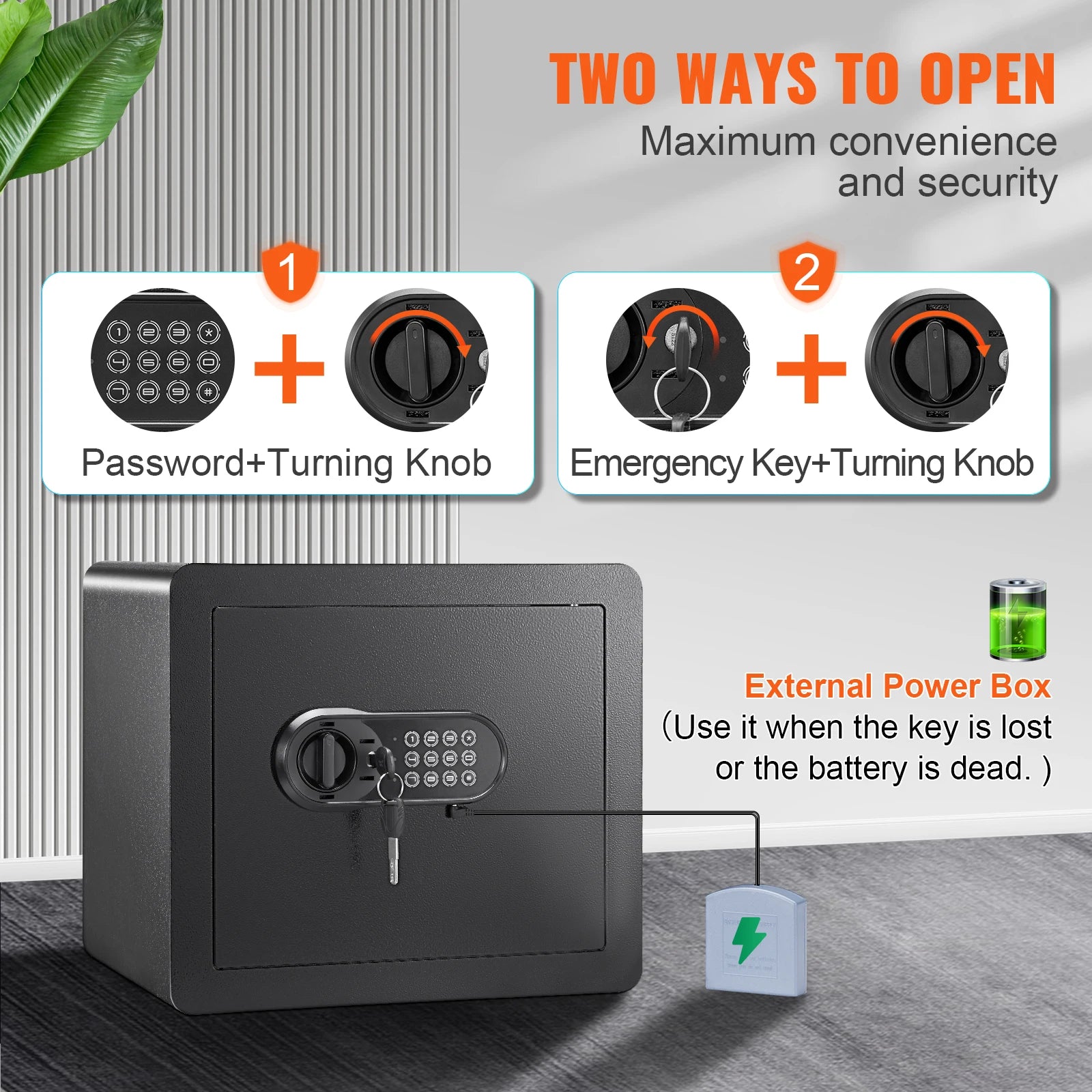 SucceBuy 1.2/0.5 Cubbic Fit Electronic Safe Deposit Safe Box W/ Digital Access & Override Keys for Money Gun Jewelry Document