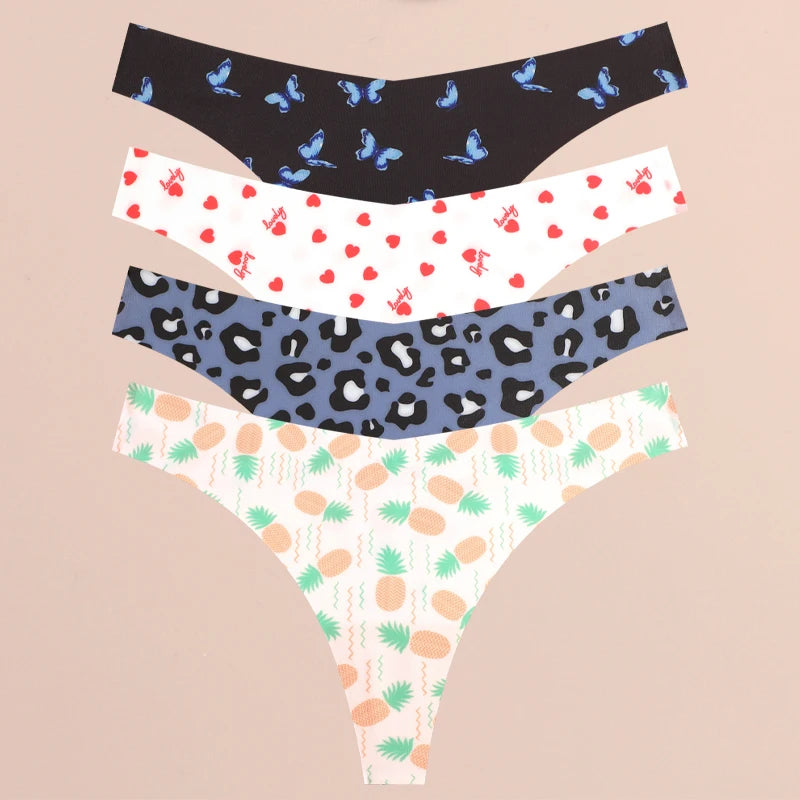 Stretchstrings voor dames met print - 4 stuks